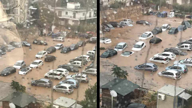Η βροχή έπνιξε το Μαρούσι: Βούλιαξαν αυτοκίνητα -Κίνδυνος για πεζούς